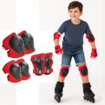 KIT INFANTIL DE PROTECAO RADICAL COM JOELHEIRA COTOVELEIRA E MUNHEQUEIRA PULSO PARA PATINS SKATE BICICLETA VERMELHO