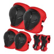 KIT INFANTIL DE PROTECAO RADICAL COM JOELHEIRA COTOVELEIRA E MUNHEQUEIRA PULSO PARA PATINS SKATE BICICLETA VERMELHO - Imagem 4