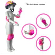 KIT DE PROTEÇÃO INFANTIL JOELHEIRA COTOVELEIRA PROTETOR DE PULSO ACESSORIOS PARA SKATE PATINS BIKE ESPORTES MENINAS ROSA - Imagem 4