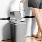 LIXEIRA AUTOMATICA CESTO DE LIXO INTELIGENTE 12L TAMPA SENSOR DE MOVIMENTO DESIGN MODERNO CINZA - Imagem 4